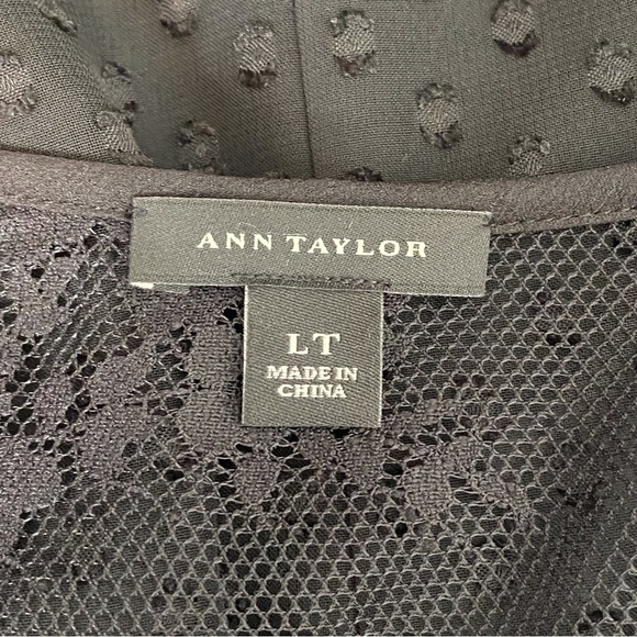 Ann Taylor Black Lace Swiss Dot Blouse - Picture 9 of 10